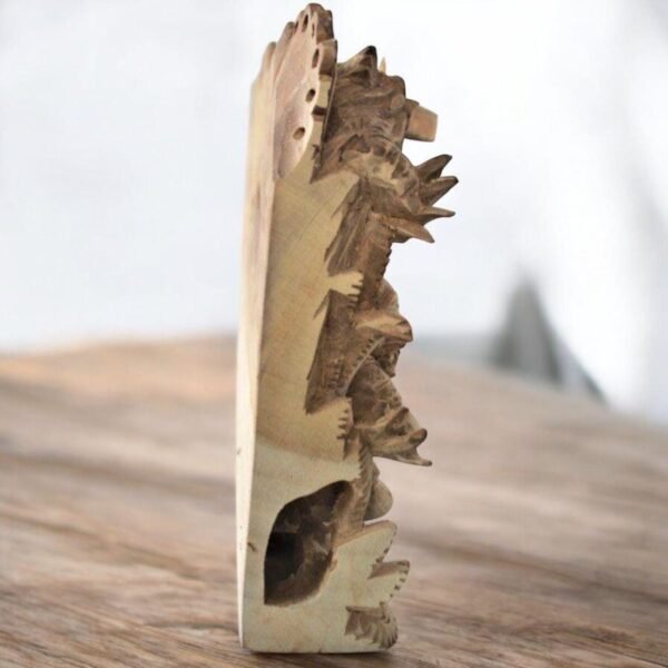 Hand-Carved Balinese Calonarang Panel Relief | Bali Calonarang Wood Art | Calonarang Wall Carving - Image 3
