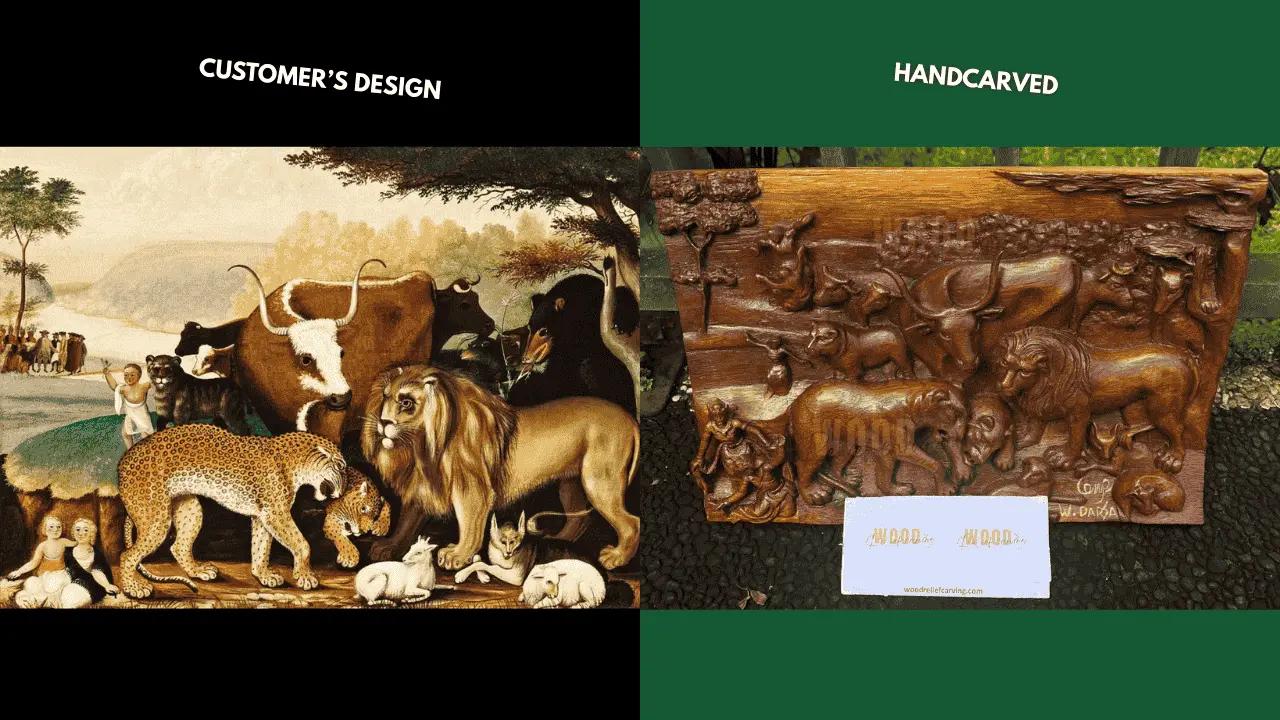 Before and After Wood Relief Carving Comparison