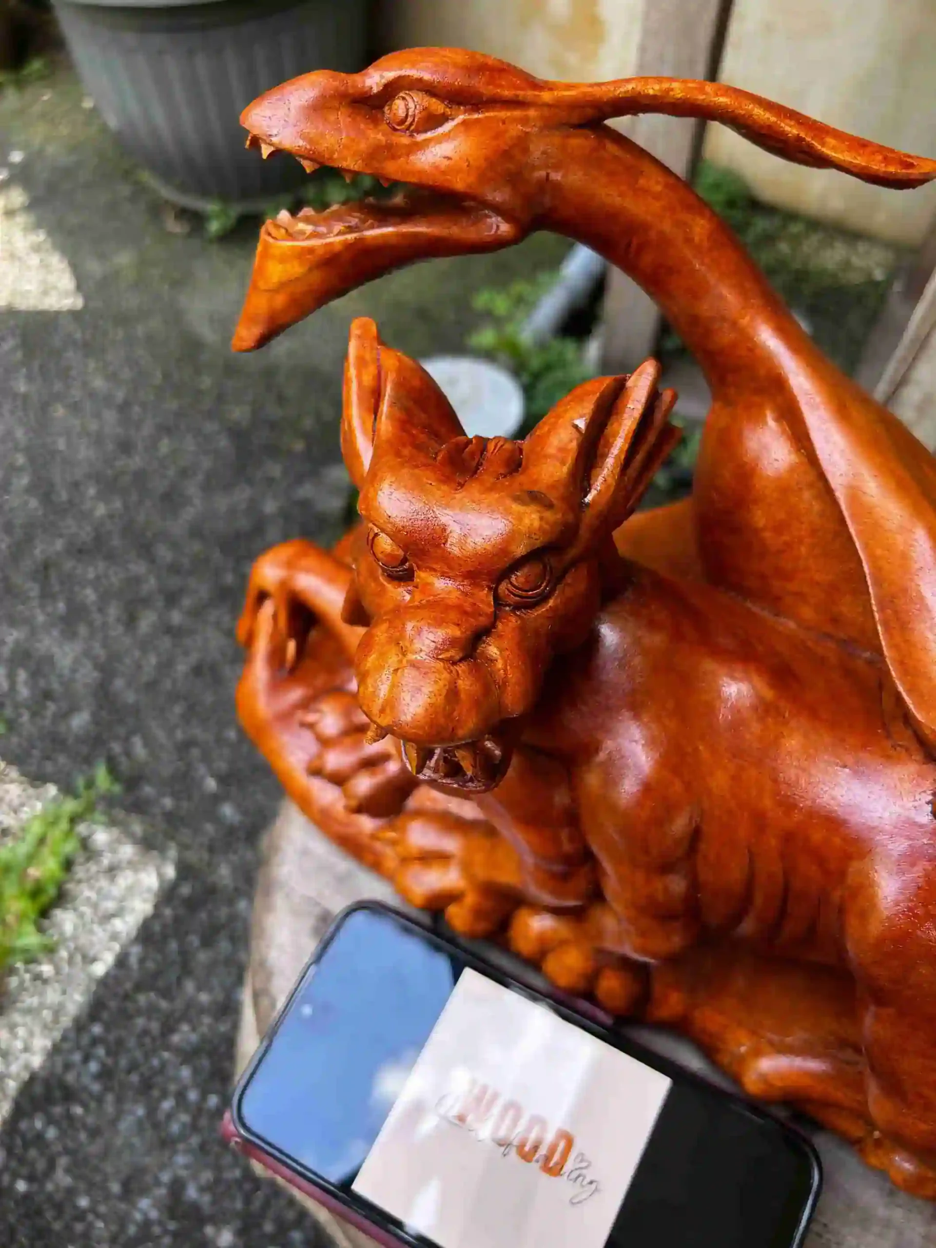 Detailed hand carved wood sculpture